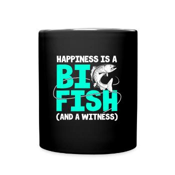 Forelle Forellenteich Angelrute Angler Anglerfisch - Tasse einfarbig - Schwarz - Vorne
