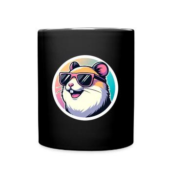 Hamster with sunglasses in pastel - Full Colour Mug - black - Front