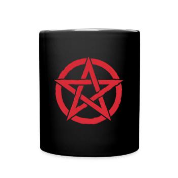Pentagram für Atheisten und Satanisten oder Goths - Tasse einfarbig - Schwarz - Vorne