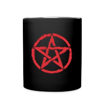 Pentagram für Atheisten und Satanisten oder Goths - Tasse einfarbig - Schwarz - Vorne