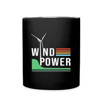 Windrad Windenergie Windkraft - Tasse einfarbig - Schwarz - Vorne