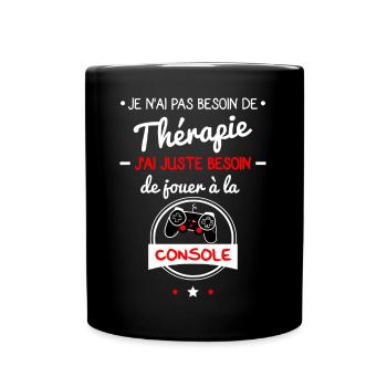 Thérapie,console de jeux,humour,geek,gaming - Mug uni - noir - Devant