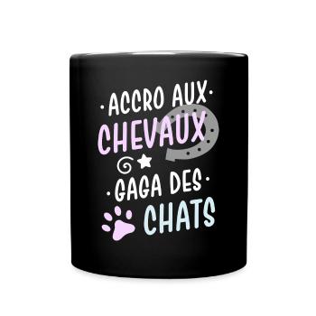 Chevaux et chats - Mug uni - noir - Devant