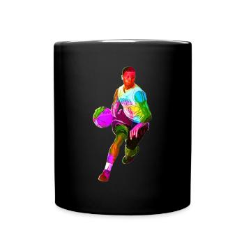 Bunter Basketballer - Tasse einfarbig - Schwarz - Vorne