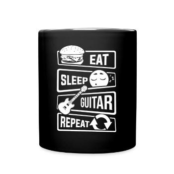 Eat Sleep Guitar Repeat - Guitar Music Instrument - Full Colour Mug - black - Front