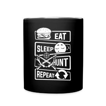Mangez le sommeil Hunt Répétition - La saison de chasse de chasse Jägerwald - Mug uni - noir - Devant
