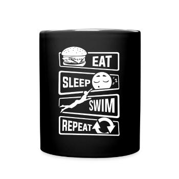 Eat Sleep Swim Repeat - Swimming Water Sports Pool - Full Colour Mug - black - Front