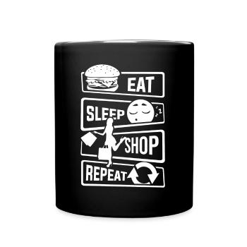 Mangez Sleep Shop Repeat - Achat de chaussures d'affaires - Mug uni - noir - Devant