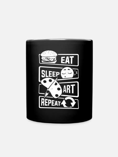Mangez Sleep Art Repeat - Art Artiste peintre brosse - Mug uni - noir