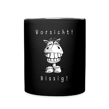 Beware Bissig - Cheval - Chevaux - Dent - Dents - Mug uni - noir - Devant
