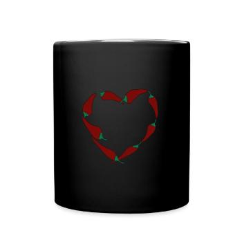 Chili coeur - Mug uni - noir - Devant