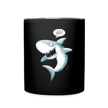 Cooler Hi Hai I Haifisch Cartoon - Tasse einfarbig - Schwarz - Vorne
