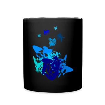 blau, abstraktes Design in Blau - Tasse einfarbig - Schwarz - Vorne