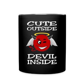 Cute Outside - Devil Inside - Full Colour Mug - black - Front