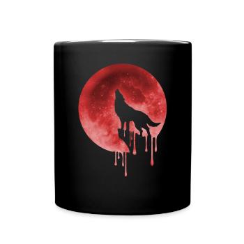 blutmond mit wolf - Tasse einfarbig - Schwarz - Vorne