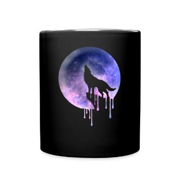 wolf mond weltall - Tasse einfarbig - Schwarz - Vorne
