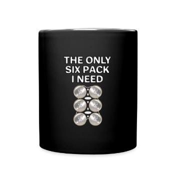 Bier Dosen Sechser Pack Trinken Bauchmuskeln Party - Tasse einfarbig - Schwarz - Vorne