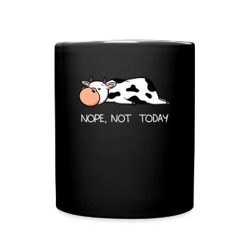 Funny Lazy Cow Calf Nope farmer milk gift - Full Colour Mug - black - Front