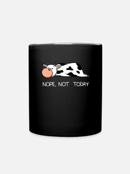 Lustige faule Kuh Kalb Nope Bauer Milch Geschenk - Tasse einfarbig - Schwarz