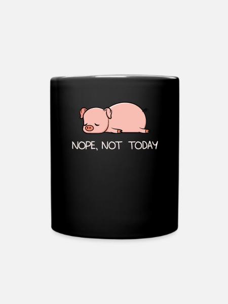 Nope Today Lazy Pig Piglet Bacon Gift - Full Colour Mug - black