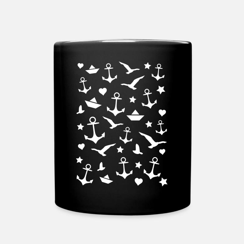 Anker Muster Maritim - Tasse einfarbig - Schwarz