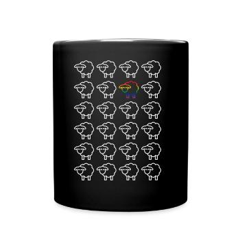 Pride - glückliches Schaf,anders sein ist schön! - Tasse einfarbig - Schwarz - Vorne
