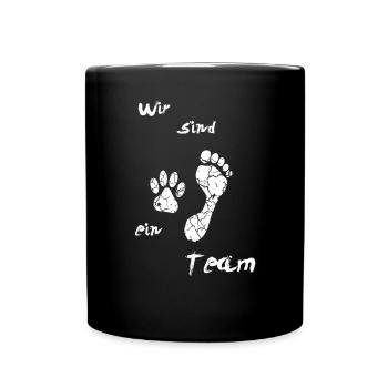 Wir sind ein Team, Hund,Hundeliebe, Hundeliebhaber - Tasse einfarbig - Schwarz - Vorne