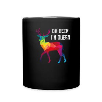 Oh Deer At Queer Gay LGBT Deer Funny Gift - Full Colour Mug - black - Front