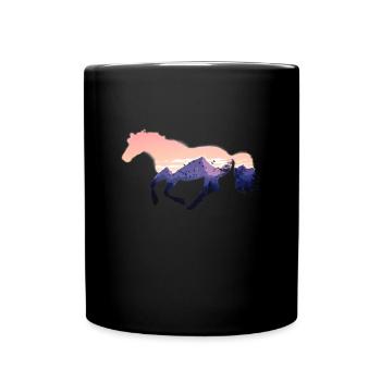 Wildpferd Wildpferde reiten Reiter Geschenk Gestüt - Tasse einfarbig - Schwarz - Vorne