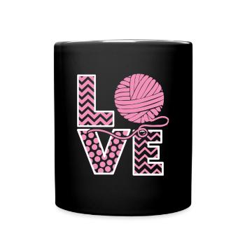Love Crochet Knitting Yarn - Full Colour Mug - black - Front