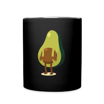 Avocado mit Rucksack - Tasse einfarbig - Schwarz - Vorne