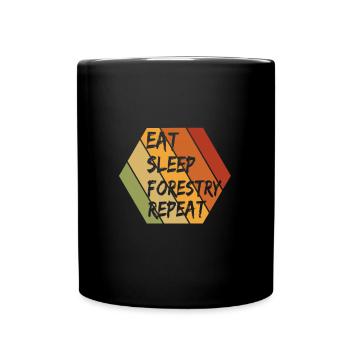 Forestry forestry worker making wood gift - Full Colour Mug - black - Front