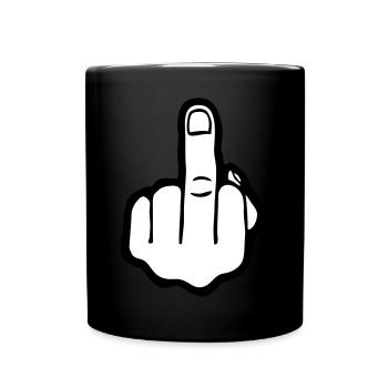 Mittelfinger 2farbig, Fuck you - Tasse einfarbig - Schwarz - Vorne
