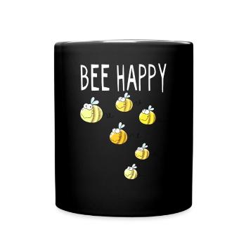Bee Happy - Biene - Bienen - Hummel - Geschenk - Tasse einfarbig - Schwarz - Vorne