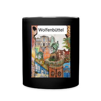 EG Wolfenbüttel I Stadt I Aquarell Gerecke - Tasse einfarbig - Schwarz - Vorne