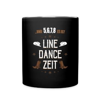 Linedance Line Dance tanzen Western Geschenk - Tasse einfarbig - Schwarz - Vorne