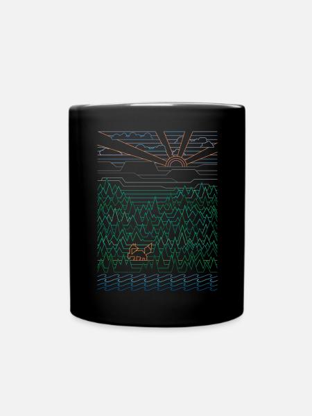 Fuchs & Wald (Landschaft) - Tasse einfarbig - Schwarz