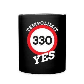 Tempolimit, Speed limit Autobahn - Tasse einfarbig - Schwarz - Vorne