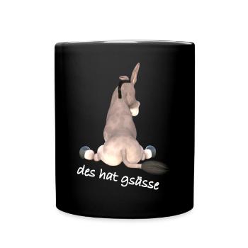 Spruch, Esel, schwäbisch - Tasse einfarbig - Schwarz - Vorne