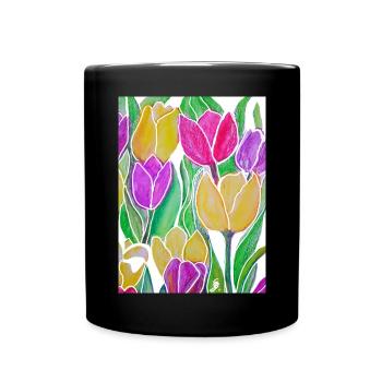 EG Fleurs I Tulipes I Flowers I Holland I vacances - Mug uni - noir - Devant
