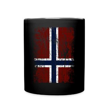 Norwegische Flagge hochkant (dunkel) - Tasse einfarbig - Schwarz - Vorne