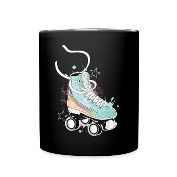 Rollschuh in Retro Farben mit Graffiti und Sterne - Tasse einfarbig - Schwarz - Vorne