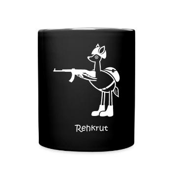 rehkrut, Rekrut, lustiges Reh, Soldat, Armee, Heer - Tasse einfarbig - Schwarz - Vorne