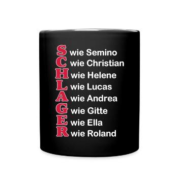 Schlager Party , Schlager Musik , SCHLAGER WIE - Tasse einfarbig - Schwarz - Vorne