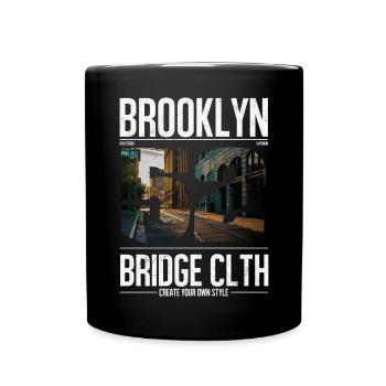 Brooklyn Bridge Straßenlinie - Tasse einfarbig - Schwarz - Vorne