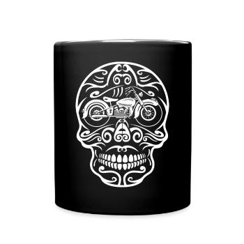 Moto rétro Skull - Mug uni - noir - Devant