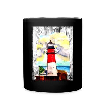 EG Urlaub I Leuchtturm I Büsum I Meer I Nordsee - Tasse einfarbig - Schwarz - Vorne