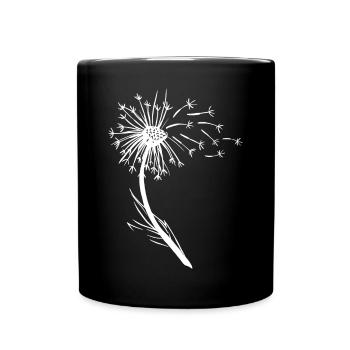 Minimalistische Blumendesign - Tasse einfarbig - Schwarz - Vorne