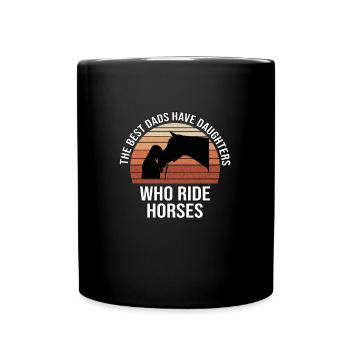 Väter und Töchter, die Pferde reiten - Tasse einfarbig - Schwarz - Vorne