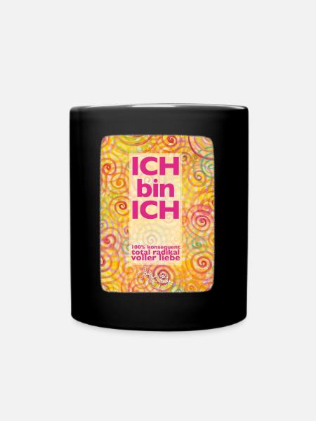 Regenbogen Spiralen Ich bin Ich - Sonja Ariel - Tasse einfarbig - Schwarz